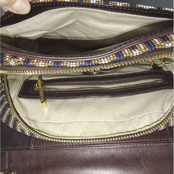 Tory Burch RARE 2011 collection runway leather/woven shoulder bag w/mirror EUC - Picture 9 of 15